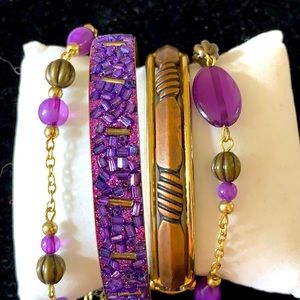 ❤️Bracelet & necklace 3 piece set purple & brown guc
